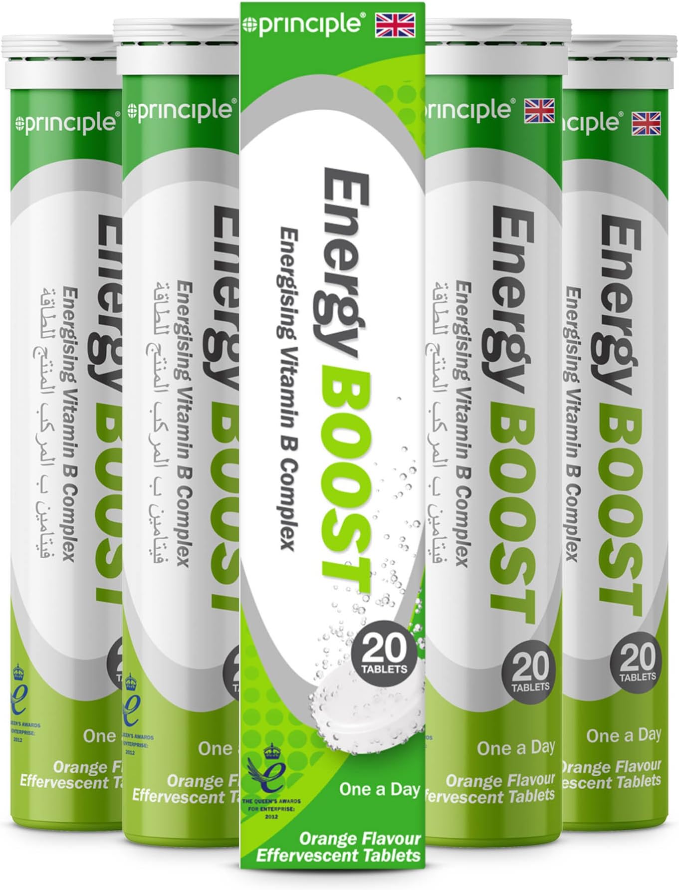 Boost Immune Vitamin C 500mg Immunity & B Complex Effervescent 80 Orange Flavour Tablets | High Strength | 20 x 4 Tubes | Principle Healthcare UK
