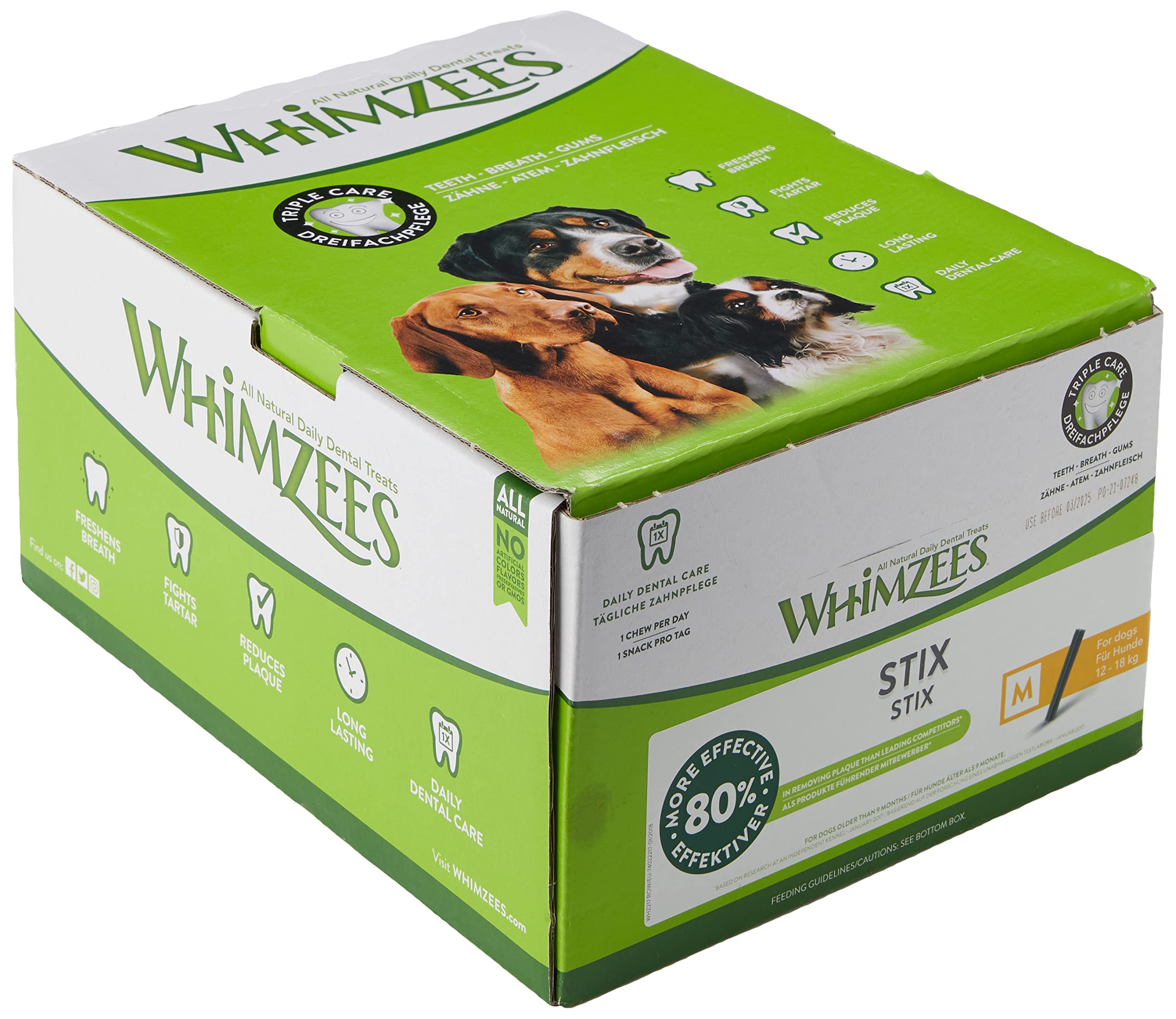WHIMZEES Natural Dental Dog Treats Stix Medium, 1x100