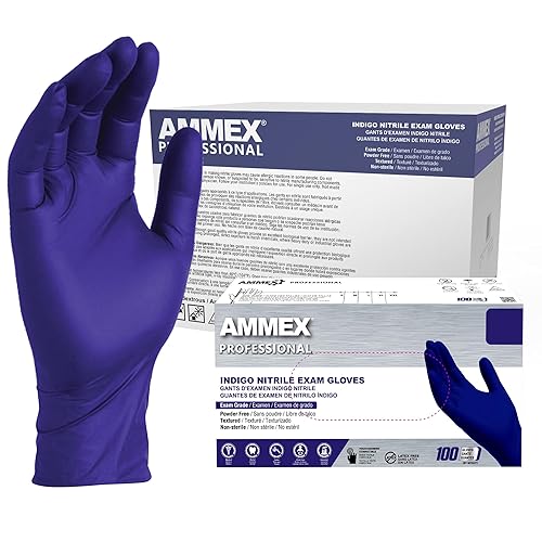 Ammex Indigo Nitrile Disposable Exam Gloves, Mil, Latex/Powder - Main Image
