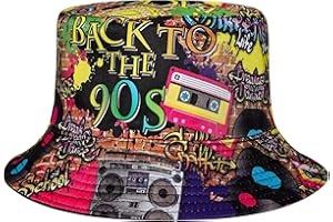 Fumwase Fashion 90s Bucket Hat for Men Women Retro Summer Beach Fishing Hat Rave Party Accessories Party Supplies Multi