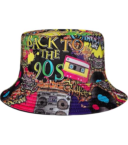 Sintege 3 Pcs 80s 90s Bucket Hats Vintage Print Bucket Hat Retro