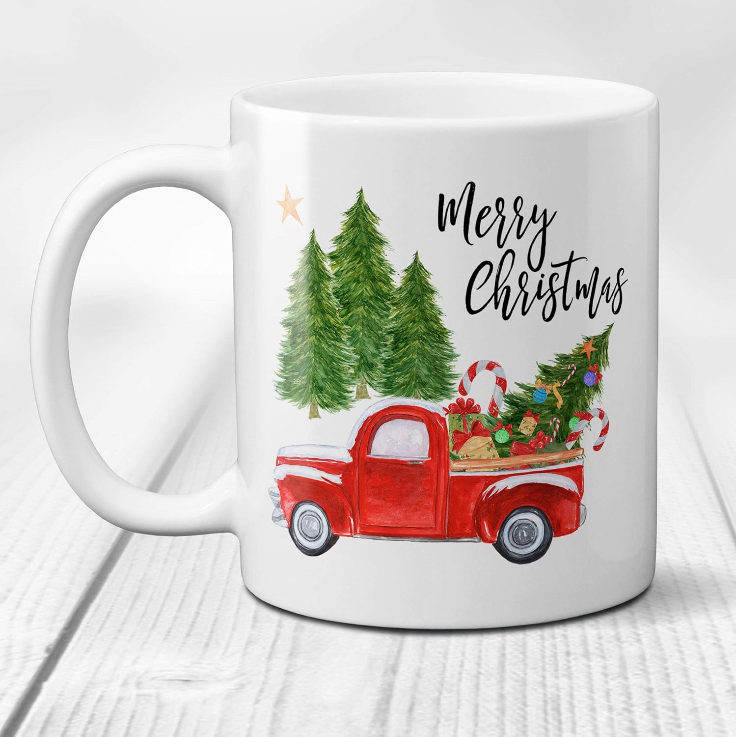 N / A Taza de café Camión Rojo de Navidad Taza de té de café de Vidrio