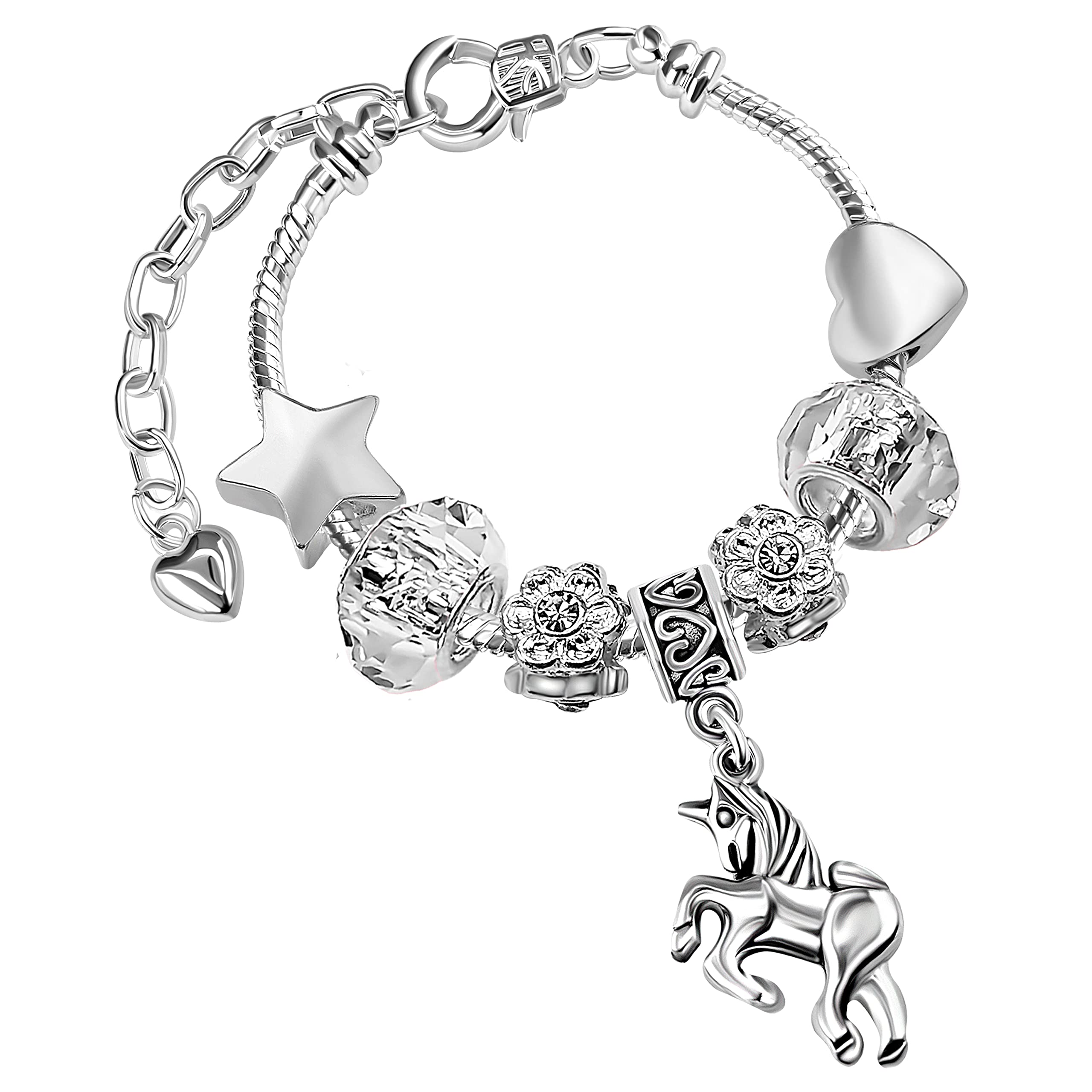 Girls Magical Unicorn Sparkly Crystal Adjustable Charm Bracelet with Gift Box Birthday Gifts for Girls