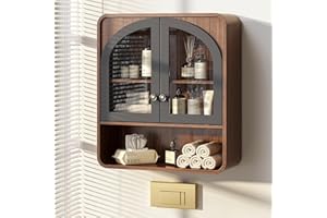beronbaer Bathroom Wall Cabinet, Medicine Cabinet Bathroom Cabinet Wall Mount with Arched Glass Doors & Adjustable Shelf, Ove