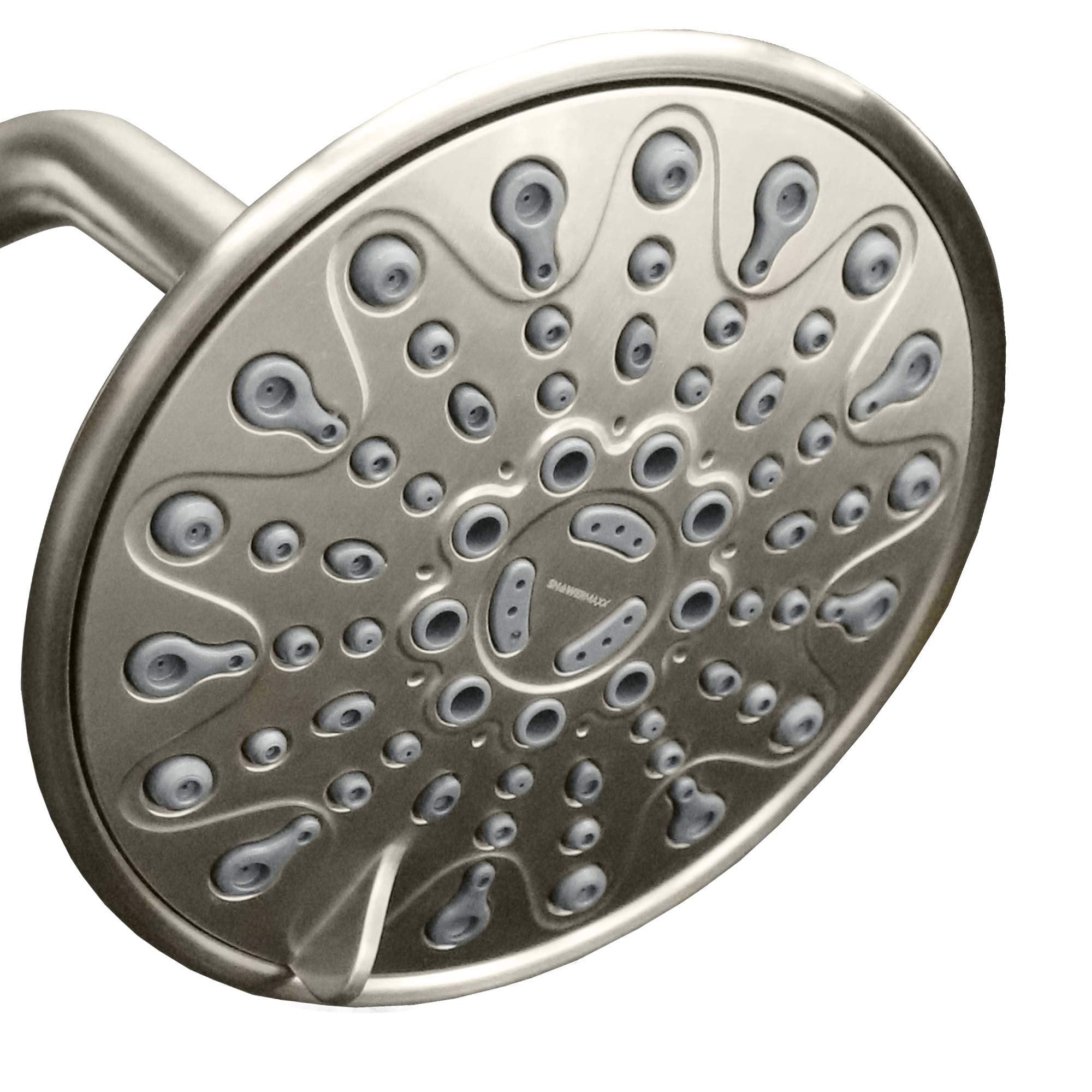 Elite Series: Brushed Nickel Rain Shower Head, 6 Inch 6 Spray Settings Adjustable Rainfall Showerhead with 360 Degree Tilt, Experience MAXX Comfort and Elegance (Brushed Nickel)