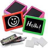 Neon Chalkboard Set for Kids - (Pack of 24) Mini Chalk Boards Each with 2 Chalk Sticks, and 1 Eraser for Boys and Girls Birth