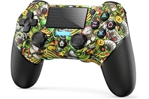 Moonag Wireless Controller for PS4, Graffiti Remote Controller Compatible with PS4/Slim/Pro, Gamepad with Dual Vibration/6-Axis Gyro/Audio Function