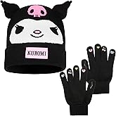 Hello Kitty Sanrio 2pcs Beanie, Gloves or 3pcs Hat, Gloves, Scarf Knit Set for Girls, Winter Gear, Kawaii Gifts for Girls
