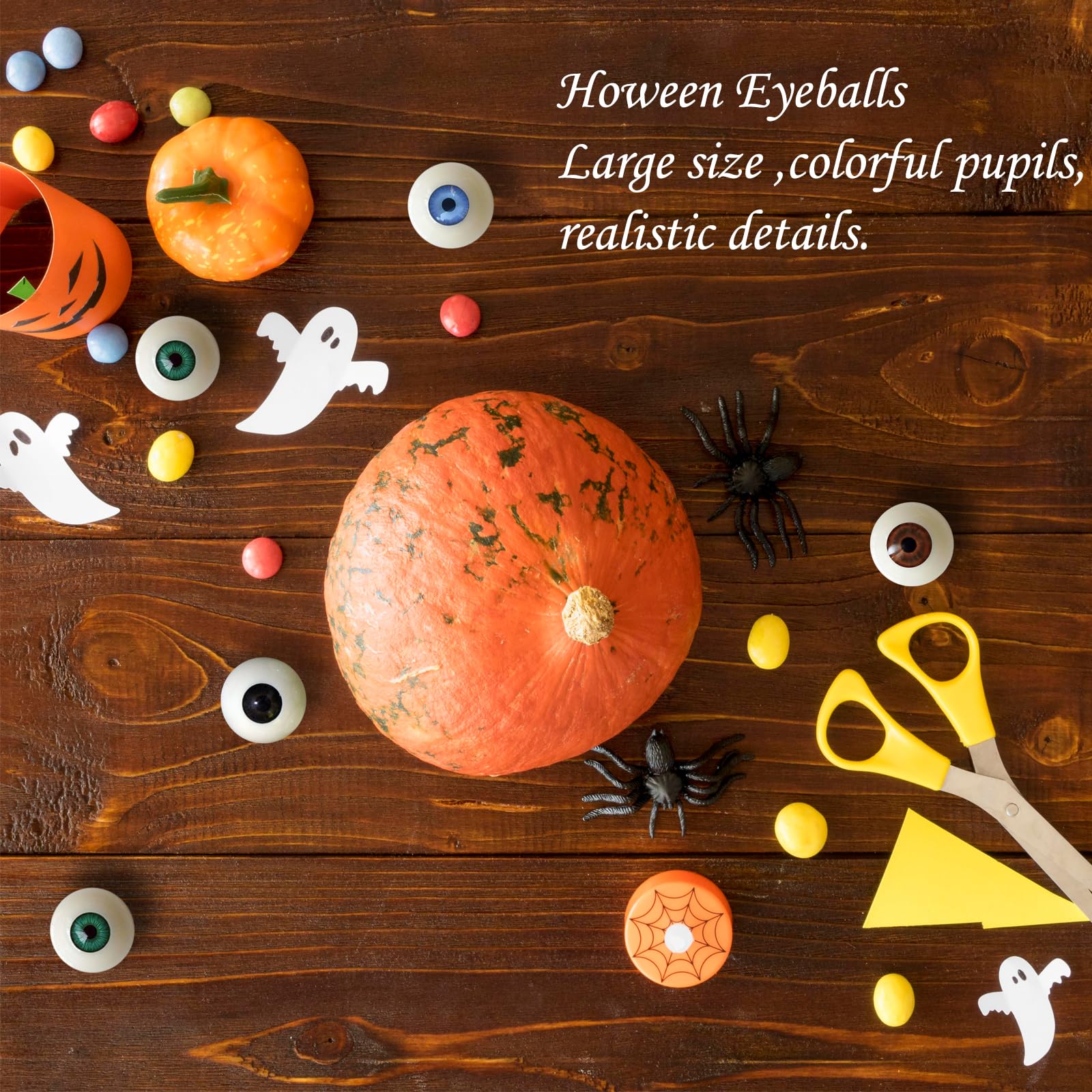 Realistic Acrylic Halloween Eyeball 1 Pairs Half Round Plastic Eyeball Doll Making Eyes Halloween Decor Props 1.18 in Fake Eyes, Blue