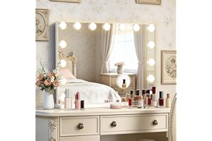 Ratsamee Hollywood Vanity Mirror with Lights –23×18 Inch Light Up Makeup Mirror with 15 Dimmable LED Bulbs, Touchscreen Contr