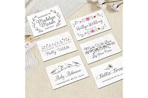 UIDMEN Personalized Cotton Fabric Labels, 2"×3.15", Set of 12 Tags, Sew On or Iron On, Custom Clothes Tags, Gifts for Quilter