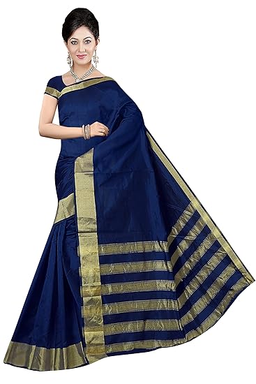 Winza Designer Womens Cotton Saree with Blouse (TD-5001)