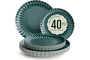 Trendables Floral Paper Plates 8.5 Inch & 10.5 Inch 40 Pcs Dinner Plate Set Fancy Disposable Party Plates for 20 Guests 20 X 