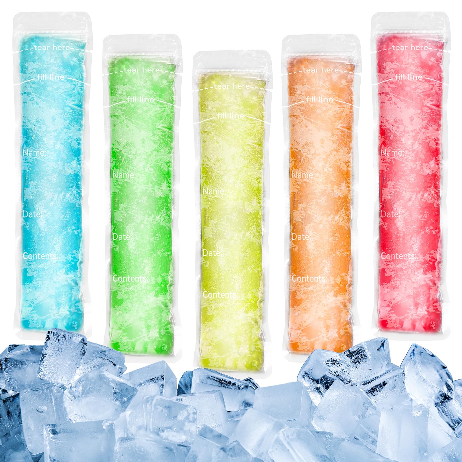 Photo 1 of [Bag Only] 100 Popsicle Bags No Funnel - Sealable Popsicle Mold Bags, BPA-Free Freezer Tubes with Zip Seals, Ideal for Ice Pops, Yogurt, Juice, Smoothies, Healthy Snacks
