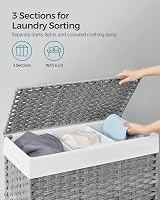SONGMICS LCB363G01 140L Laundry Basket with Lid 3 Compartments Grey view 3