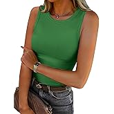 BDITANLE Women Slim Fit Ribbed Racerback Tank Top Sleeveless High Neck Summer Casual Shirt Clothes