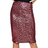 Anna-Kaci Women's High Waist Sparkly Sequins Midi Skirt Pencil Cocktail Party Skirt