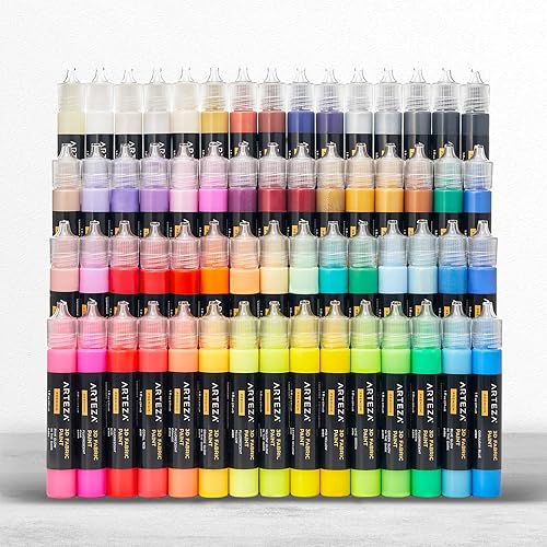 Arteza Shades Of Grey Markers Arteza 3D Fabric Paint, Set Of 60