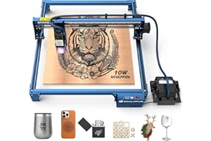 SCULPFUN S30 PRO Laser Engraver with Air Assist, 10W Laser Cutter 0.06 * 0.06mm Accuracy Laser Engraving Machine, 935 * 905mm Extendable Working Area 10X Lifespan Laser Engraver for Wood and Metal