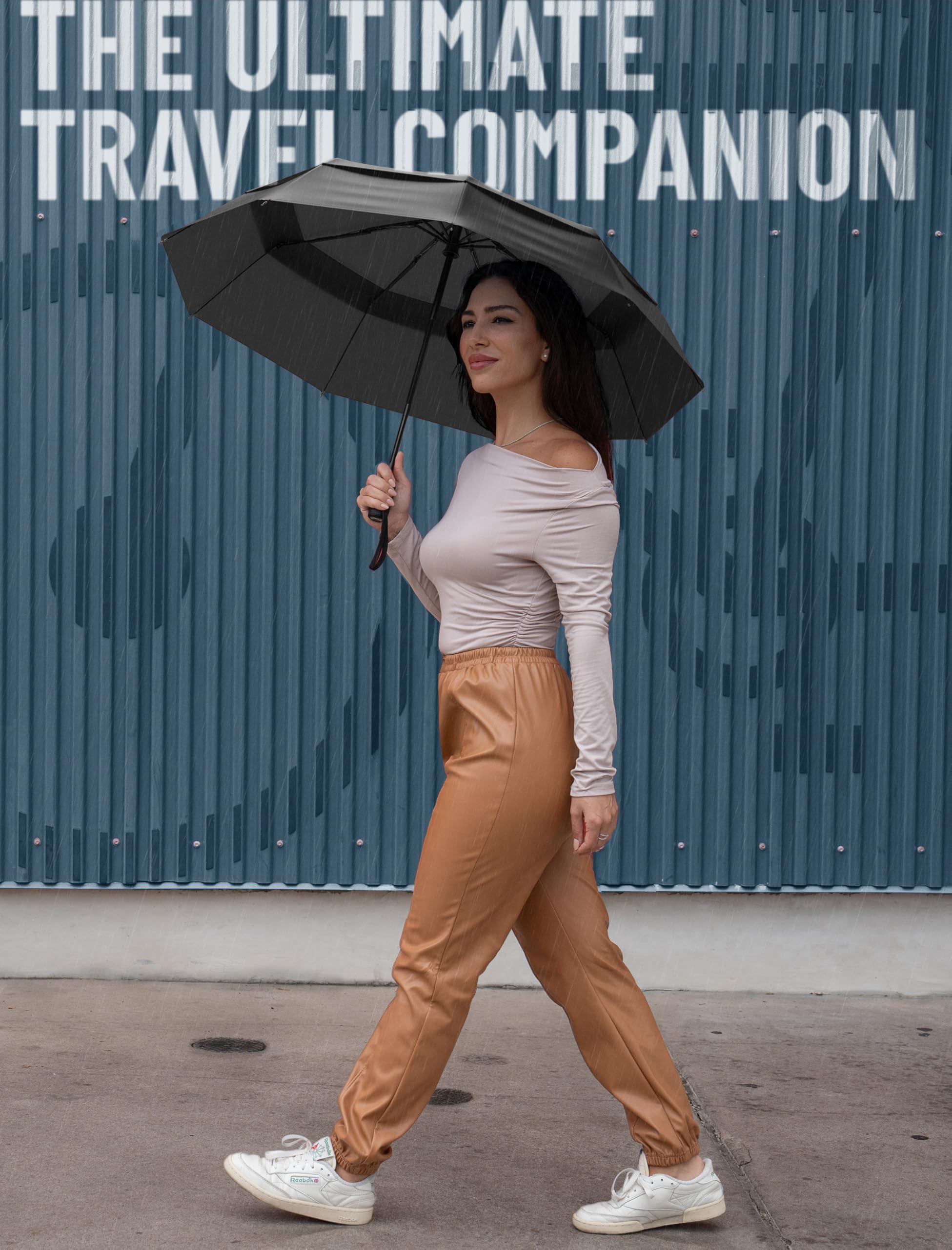 Repel Umbrella REPEL Windproof Travel Umbrella - Compact & Withstands Winds up to 85MPH , Strongest Premium Auto Folding Umbrella for Rain and Sun - Durable, Light & Portable for Women & Men , Fits Backpack & Cars