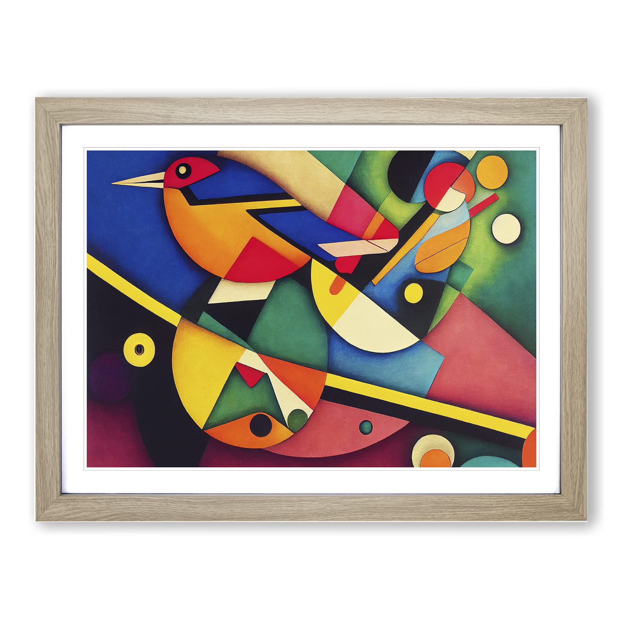 Abstract Kingfisher Bird Vol.4 Framed Print | A4 Oak Framed Wall Art | Ready to Hang | Abstract Fantasy Picture | Living Room Bedroom Lounge Office