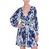 BCBG New York Womens Twist Front Long Sleeve V Neck Blouse Top