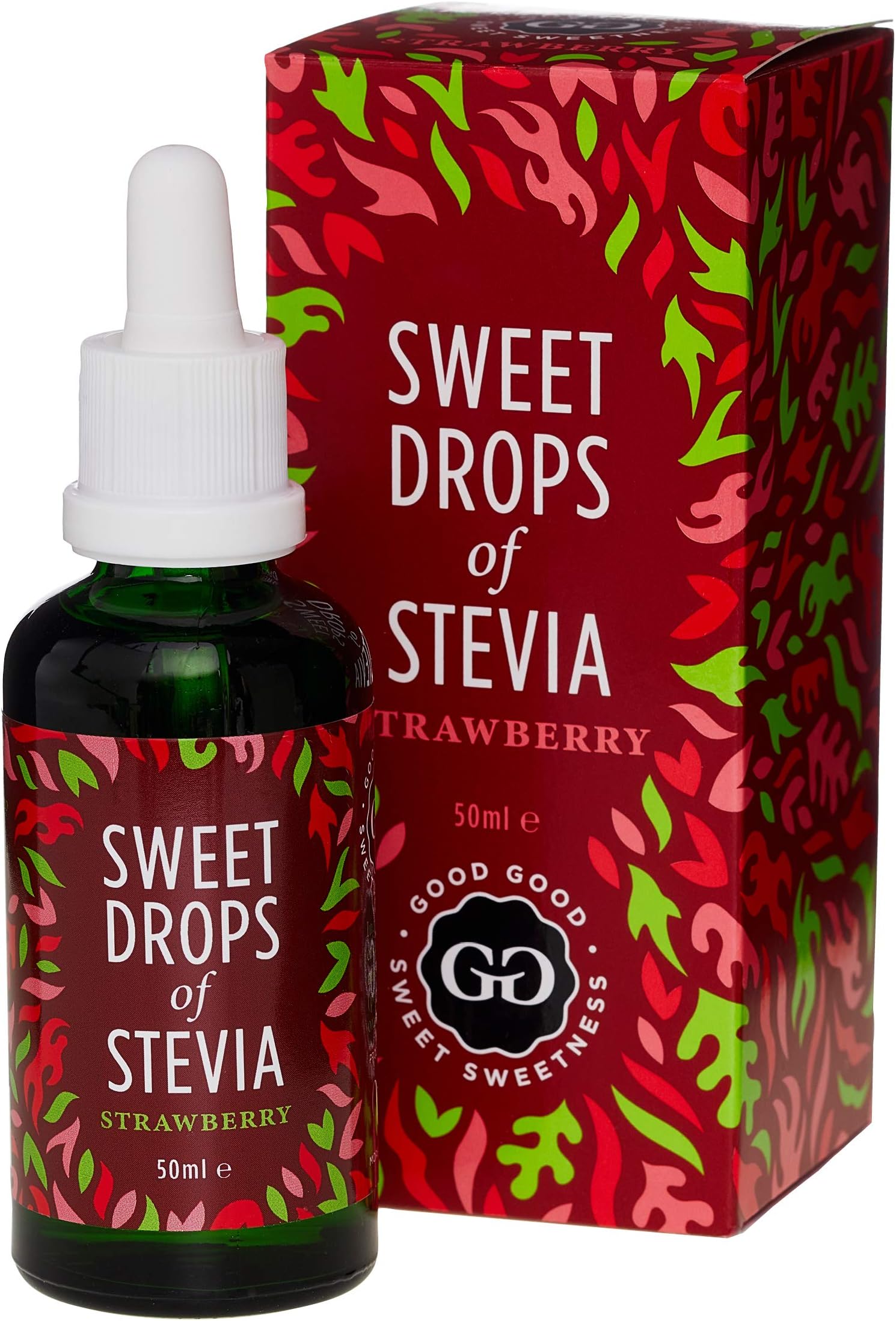 GOOD GOOD Strawberry Flavoured Stevia Sweetener Drops - Sugar Free - Diabetic Friendly - All Natural - Add to Coffee, Tea, Smoothies, Porridge Oats and More