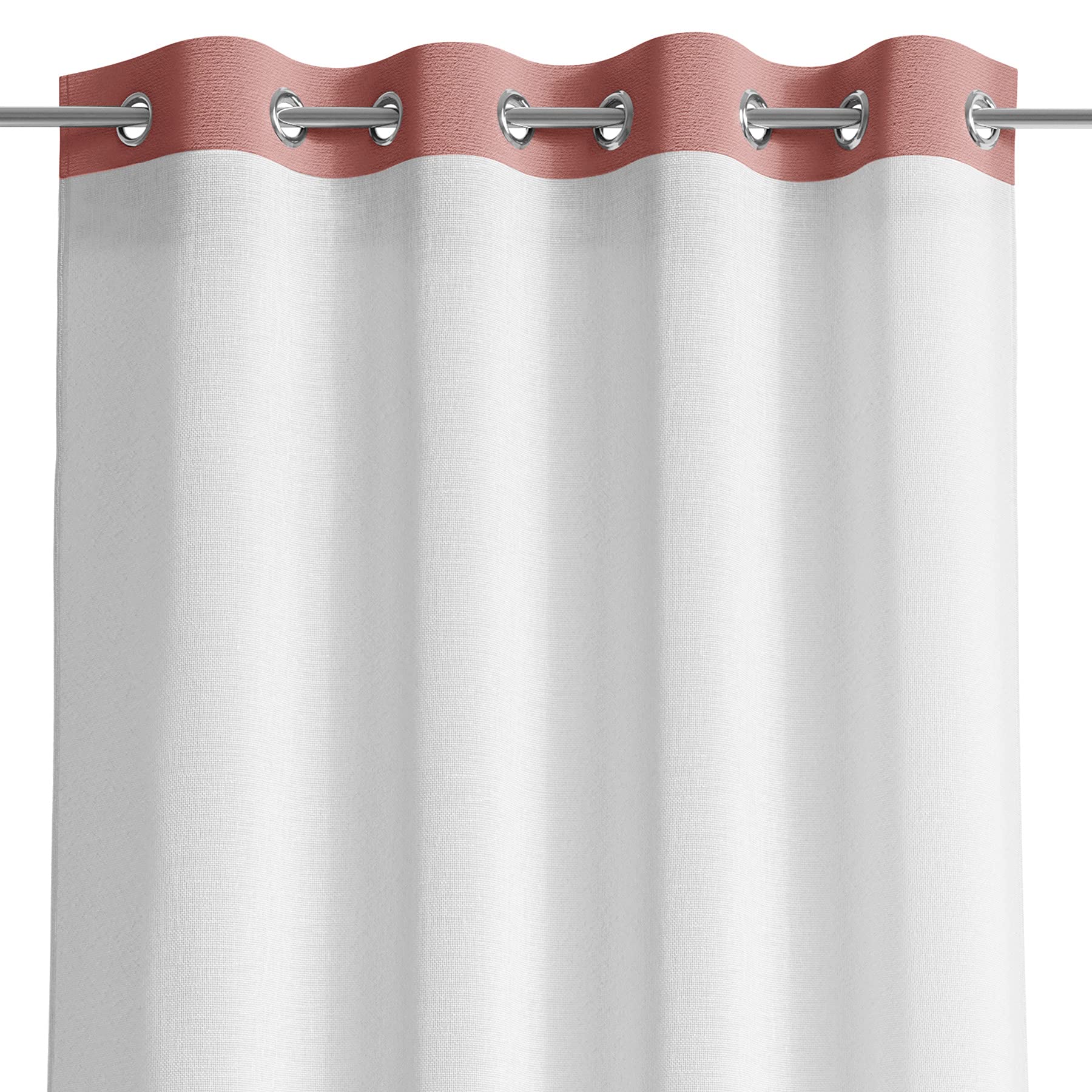 AmeliaHome Curtain 140 x 250 cm 1 Piece Semi-Transparent Eyelet Curtain Velvet Look Irvette Dusky Pink — image 1
