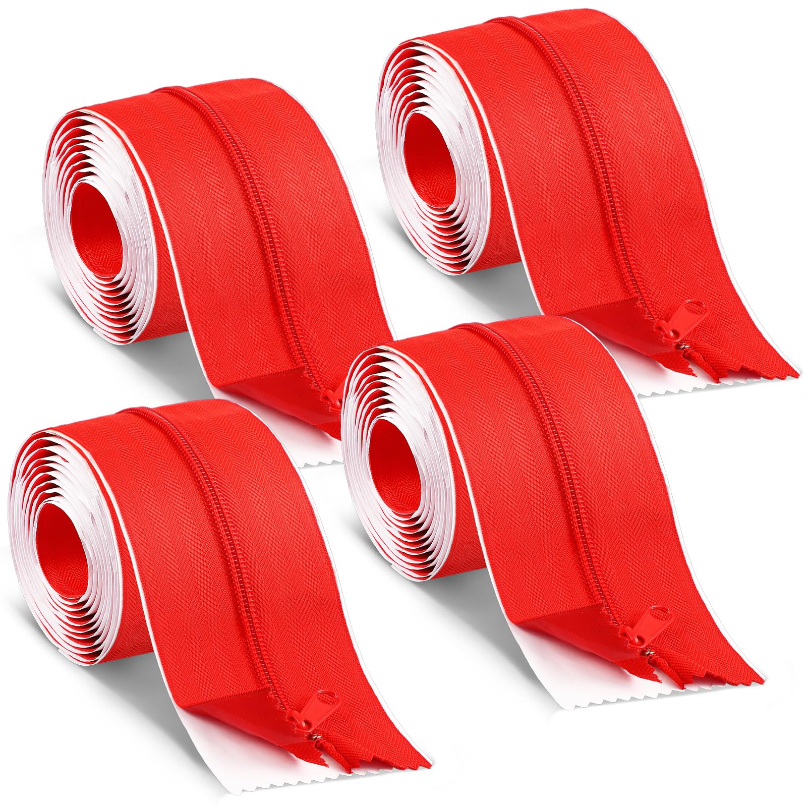 Photo 1 of XunYee 4 Roll 7 ft x 3 Inches Red Containment Zipper for Dust Barriers with Double Side Self Adhesive Instant Door Zipper for Greenhouse Dust Barriers Tent