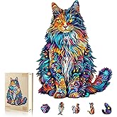 Wooden Puzzles for Adults, Cat Puzzles, Wooden Jigsaw Puzzles for Adults, 175 Pieces Wood Puzzles Adult, Unique Animal Shape Wood Puzzle, Creative Puzzle Gifts for Puzzle Lovers(11.4 * 8.9in)