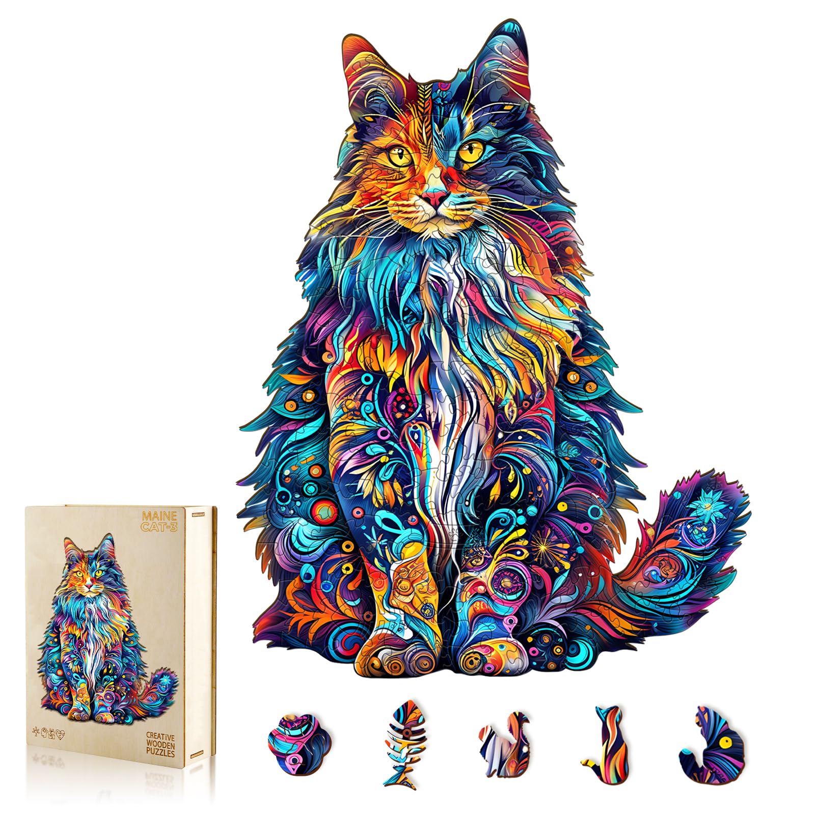 Photo 1 of Wooden Puzzles for Adults, Cat Puzzles, Wooden Jigsaw Puzzles for Adults, 175 Pieces Wood Puzzles Adult, Unique Animal Shape Wood Puzzle, Creative Puzzle Gifts for Puzzle Lovers(11.4 * 8.9in)