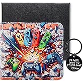 Amutta Kids Wallet for Boys with Keychain and Box, Boys Wallet for Kids Ages 4-5-6-7-8-9-10-11-12-13-14-15-16, Gamer Wallet for Teen Boy, Birthday Christmas Gift Stocking Stuffer for Teenage Teenager