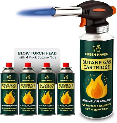Green Haven Green Haven Blow Torch for Cooking with Piezo Ignition 4 Gas