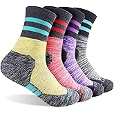 FEIDEER Women's Hiking Walking Socks, Multi-pack Outdoor Recreation Cotton Socks Wicking Cushion Crew Socks