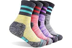 FEIDEER Women's Hiking Walking Socks, 4-Pack Outdoor Recreation Socks Wicking Cushion Crew Socks