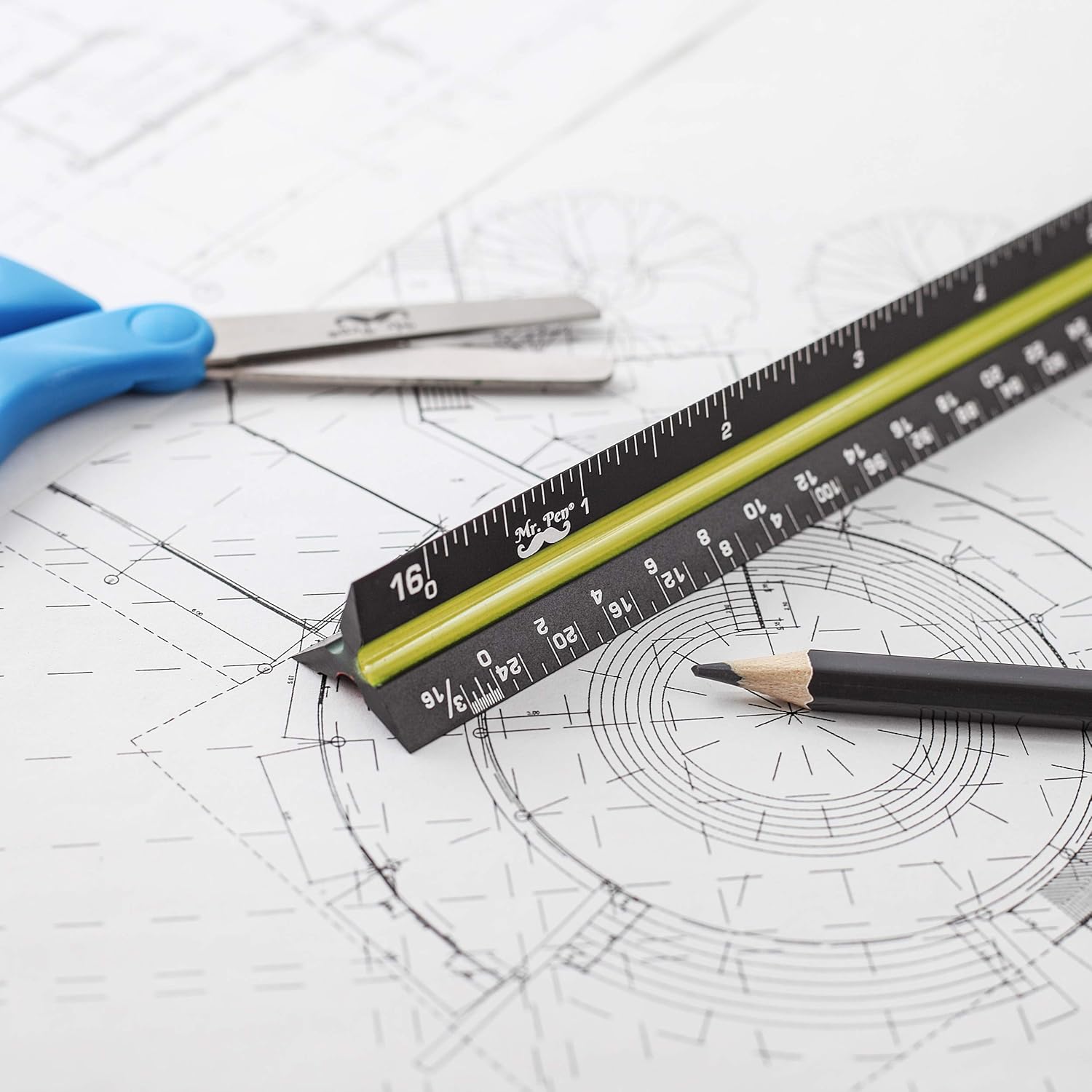 Mr. Pen- Architectural Scale, Scale Ruler, 12 inch, Black, Scale Ruler Contractor, Architect Scal, Scaling Ruler, Drawing Ruler, Architectural Ruler, Drafting Ruler, Rulers for Drawing, Drafting Tools : Office Products
