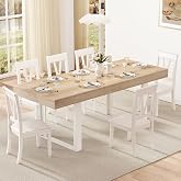 Zevemomo 63"-78.7" Extendable Dining Table for 6-8, Farmhouse Kitchen Table | Rectangular Expandable Dining Room Table with U-Shaped Legs Wooden Dinner Table for Kitchen Office Living Room-Oak