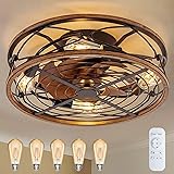TIFEROR 20" Low Profile Caged Ceiling Fans with