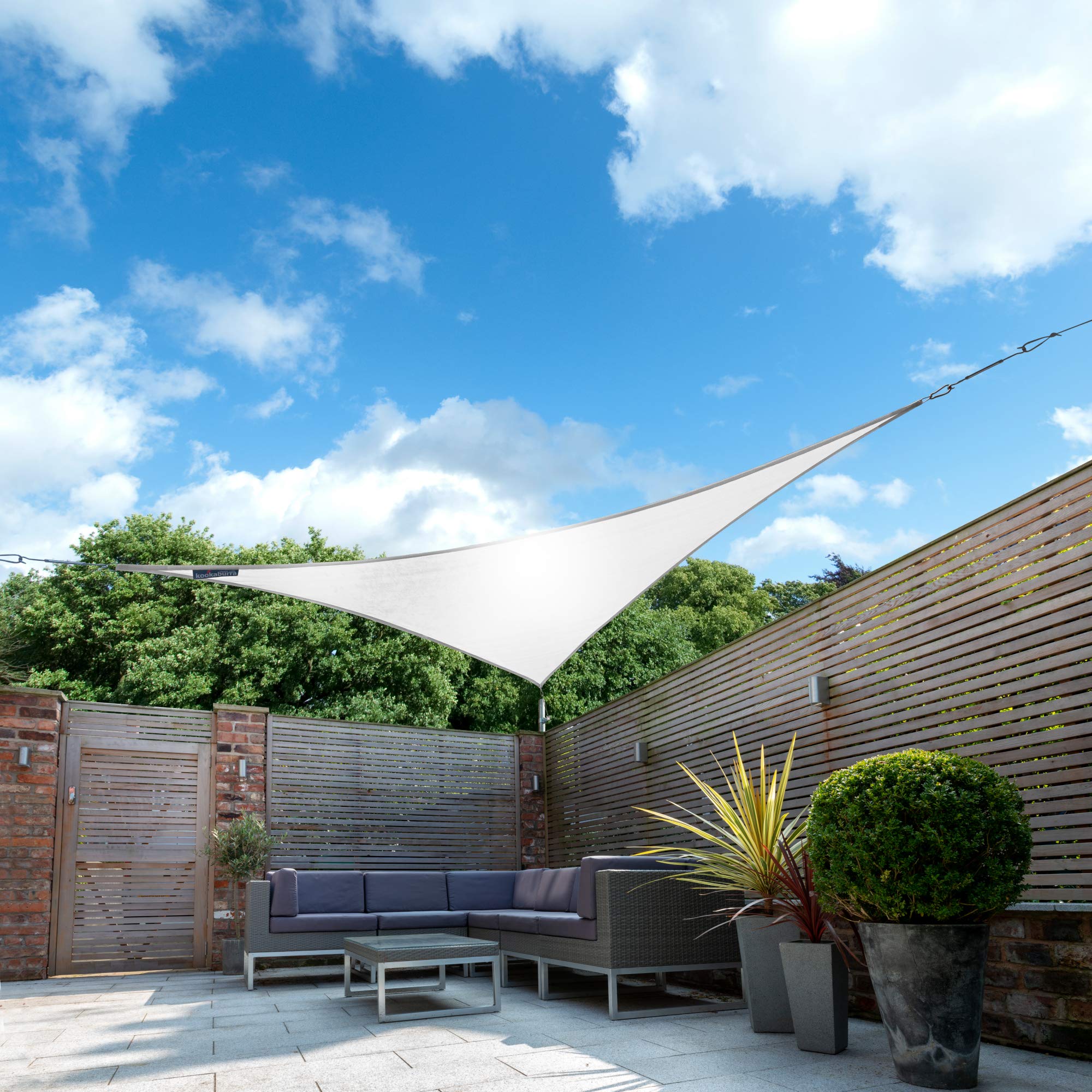 Kookaburra Waterproof Garden Sun Shade Sail Canopy in Polar White 98% UV Block (2m Triangle)