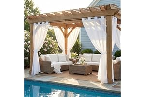 NICETOWN Outdoor Sheer Curtain - Extra Wide 2 Panels Vertical Voile Drape,Privacy Protecting Window Treatment for Sliding Gla