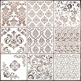 Damask Stencils for Walls 12inch Damask Stencil | Large Texture Stencils for Painting on Wood Furniture Canvas Paper Fabric