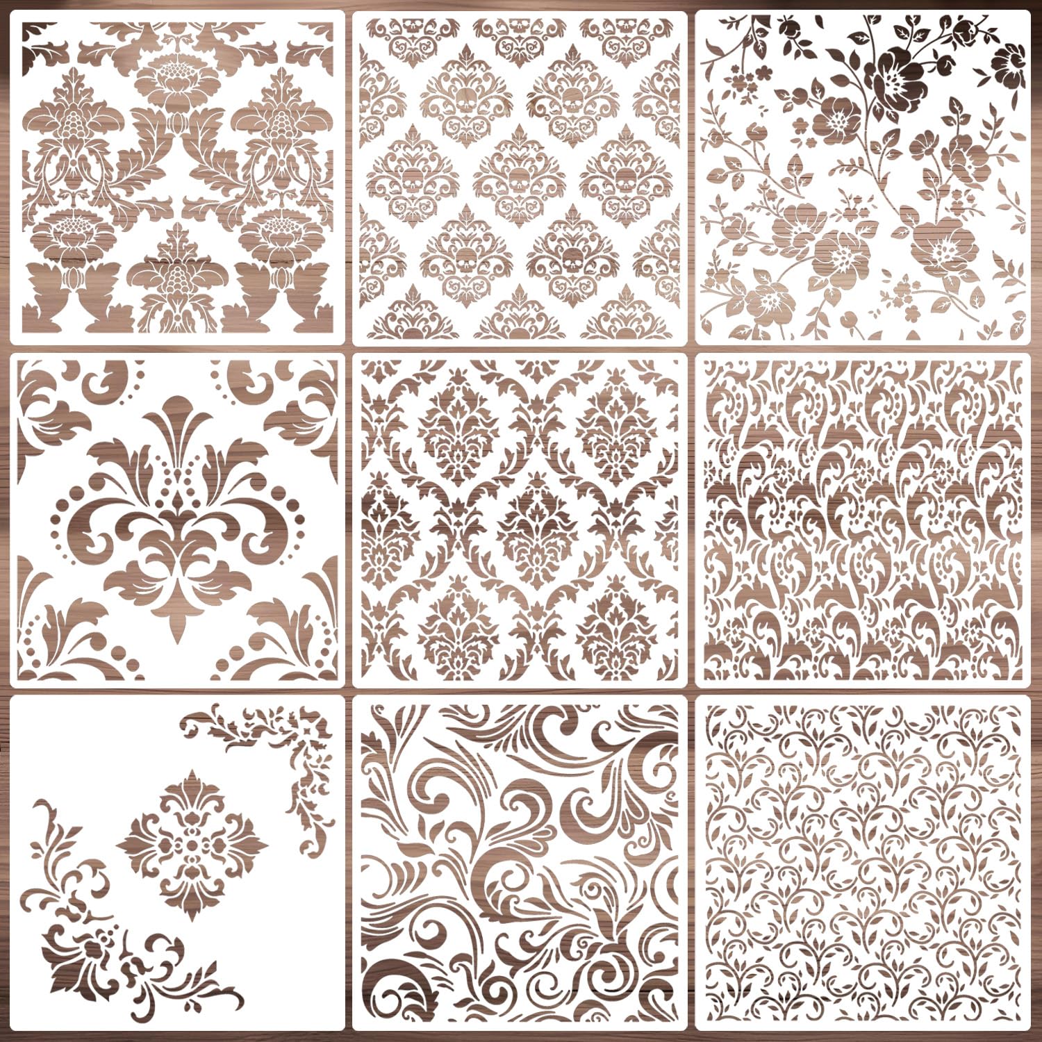 Damask Stencils for Walls 12inch Damask Stencil Large Texture Stencils ...