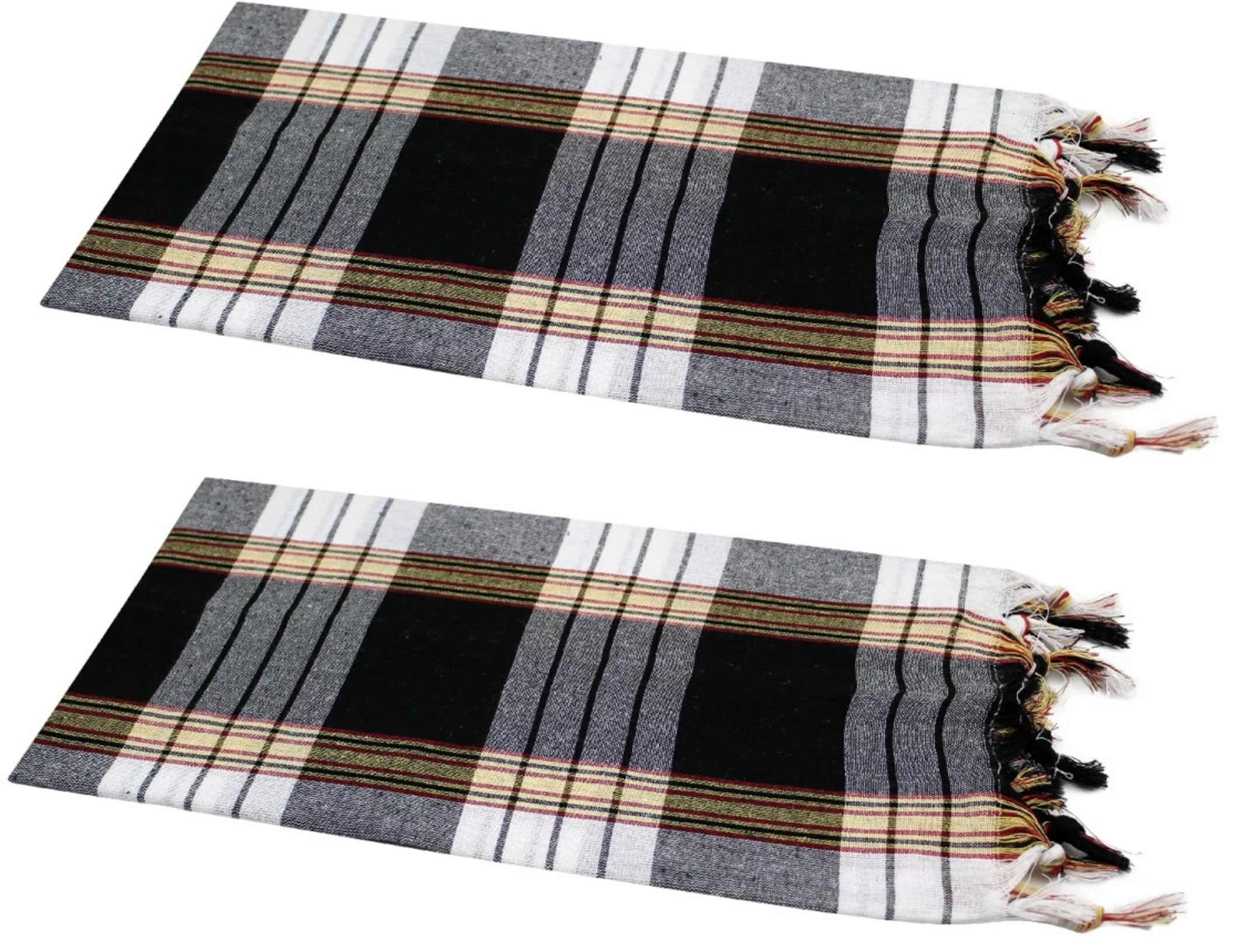 Dufte Momente 2 x Peshtemal Hammam Towel Classic Chequered Black Approx. 80 x 180 cm 100% Cotton (Black)