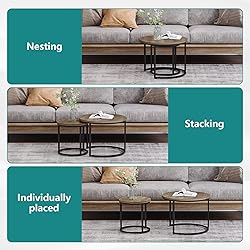 Smuxee Nesting Coffee Table Set of 2, 23.6" Round