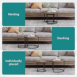 Smuxee Nesting Coffee Table Set of 2, 23.6" Round