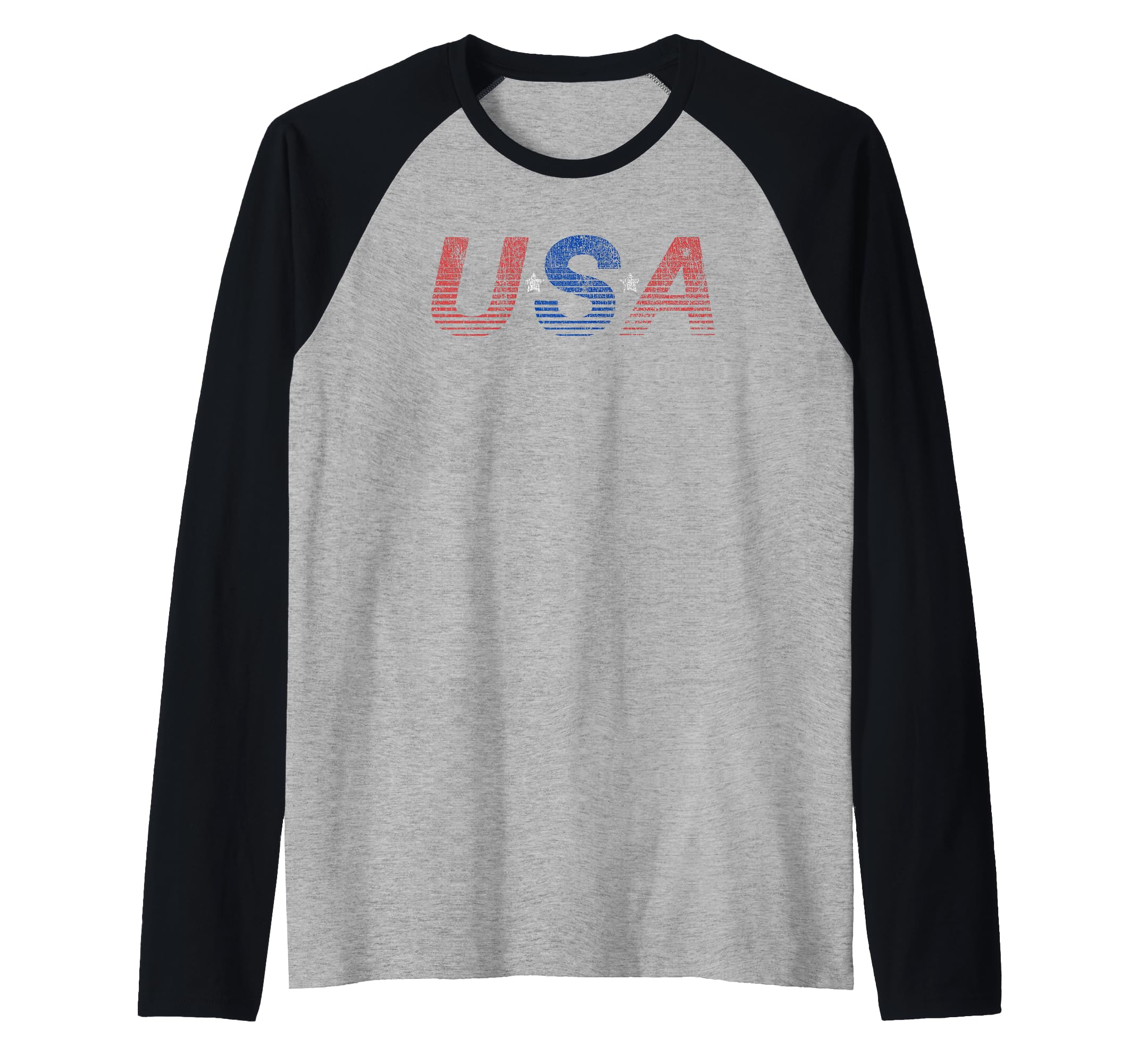 USA Lined Colours Raglan Baseball Tee