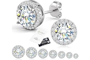 Delzzad Jewelry Moissanite Stud Earrings, S925 Sterling Silver Unisex Earring, Gold/Silver Earrings For Men Women Gift