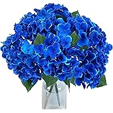 NAHUAA 2 Pcs Blue Hydrangea Artificial Flowers Royal Blue Hydrangeas 10 Heads Silk Hydrangea Flowers Bouquets for Wedding Bouquet Table Centerpieces Floral Arrangements Home Decor