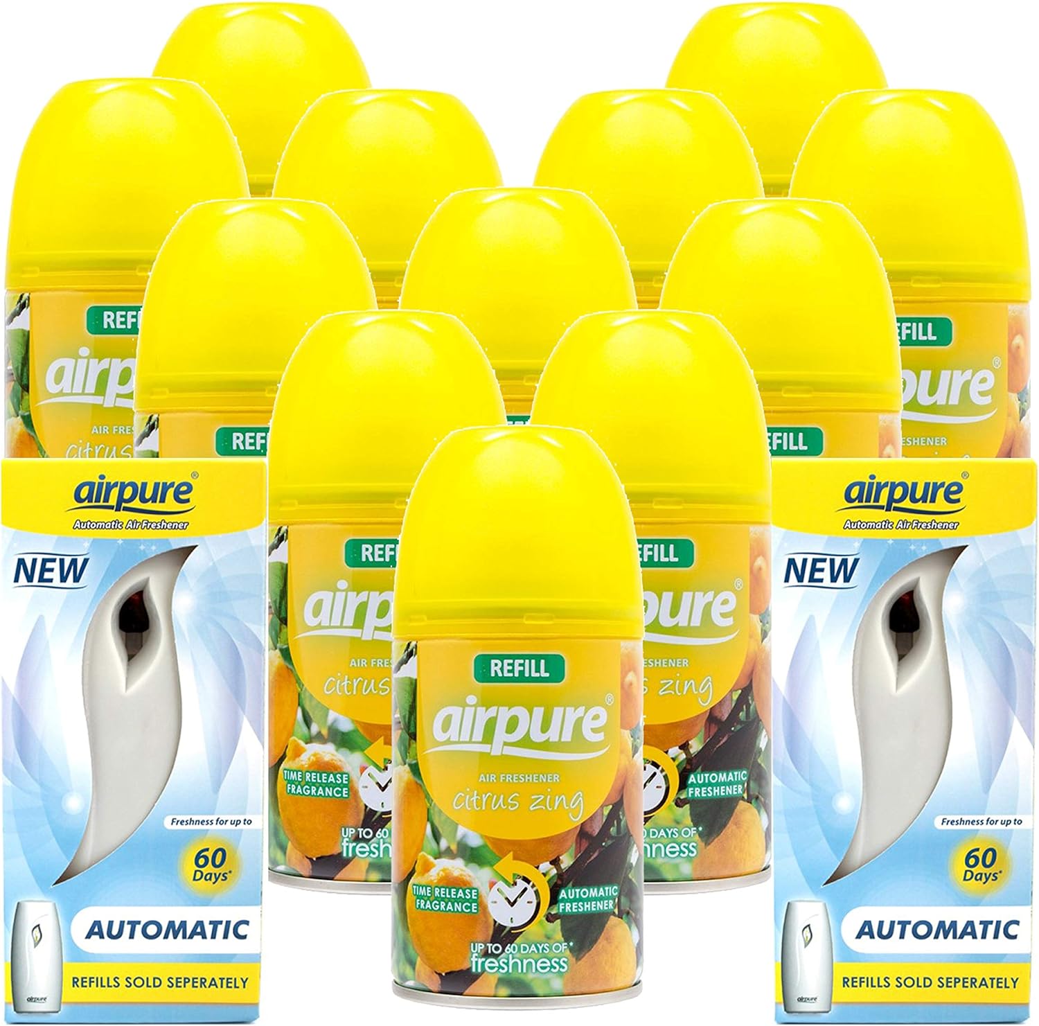 airpure 3 X FRESHMATIC AUTOMATIC SPRAY REFILLS 250ML CITRUS ZING
