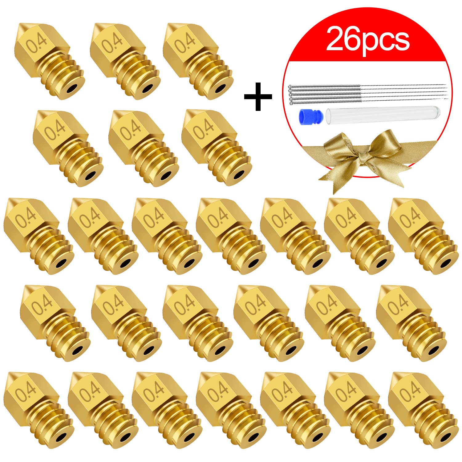 Amazon Com Twotrees 26 Pieces 0 4mm 3d Printer Nozzles Mk8 Extruder With Nozzle Cleaning Needles Nozzles For Makerbot Creality Cr 10 Ender 3 5 Industrial Scientific